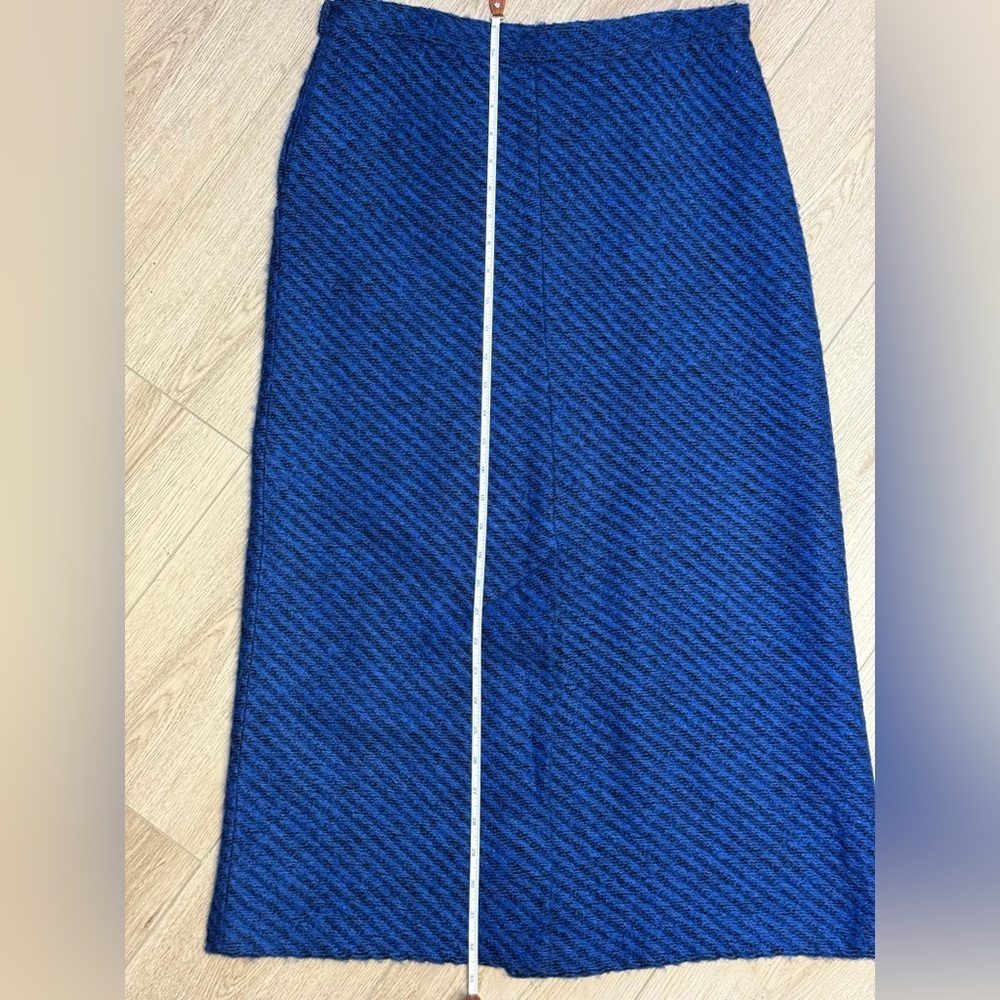 Vintage Franck Olivier Paris Eclectic Blue Women's Wool Mohair Skirt Retro Sz.M - Picture 8 of 8